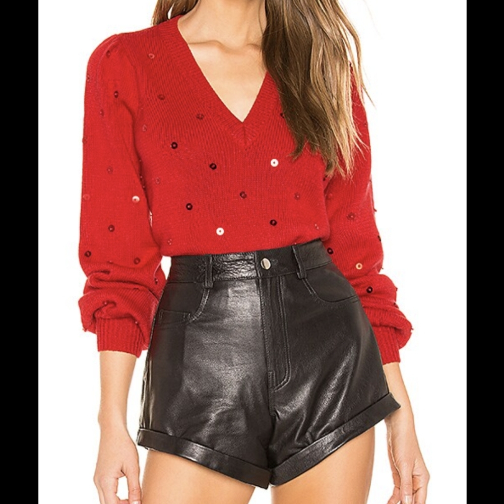 MAJORELLE - Sequin sweater in red, size XXS